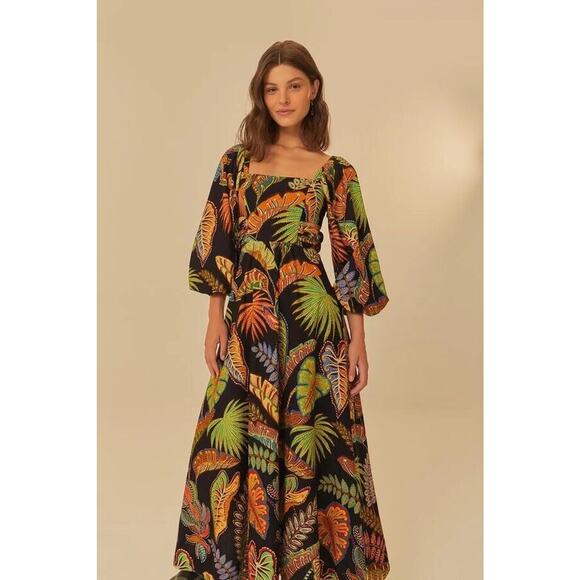 NWT FARM Rio Cool Foliage Maxi Dress Size M RARE - Picture 1 of 14